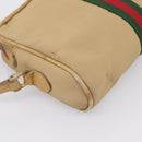 GUCCI Web Sherry Line Shoulder Bag Canvas Beige Gold Auth 200924-13