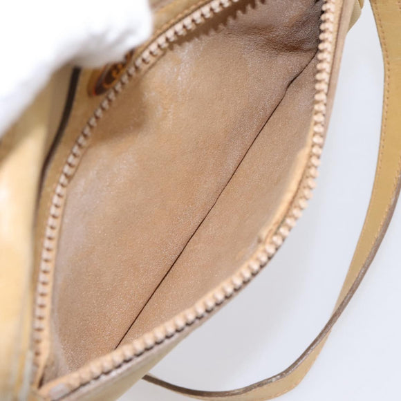 GUCCI Web Sherry Line Shoulder Bag Canvas Beige Gold Auth 200924