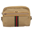 GUCCI Web Sherry Line Shoulder Bag Canvas Beige Gold Auth 200924-2