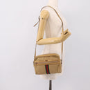 GUCCI Web Sherry Line Shoulder Bag Canvas Beige Gold Auth 200924-20