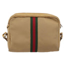 GUCCI Web Sherry Line Shoulder Bag Canvas Beige Gold Auth 200924-3