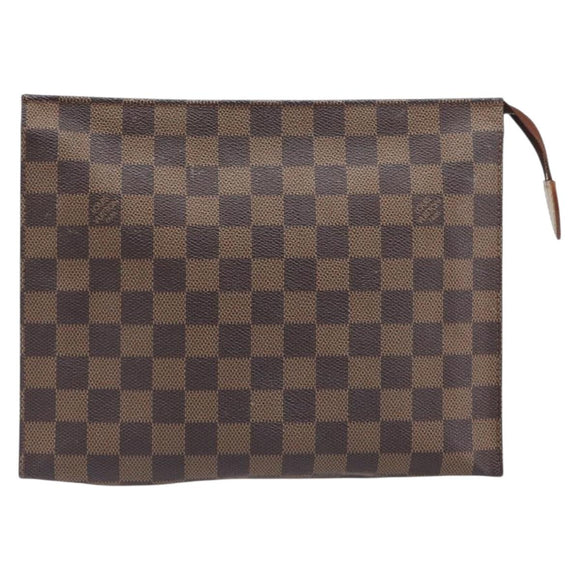 LOUIS VUITTON Damier Ebene Poche Toilette 26 Pouch N47543 LV Auth 200925