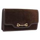 GUCCI Clutch Bag Suede Brown Gold Auth 200926-1