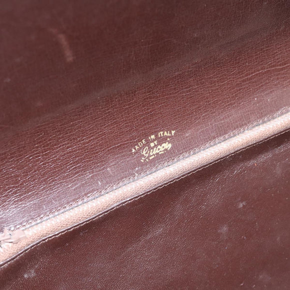 GUCCI Clutch Bag Suede Brown Gold Auth 200926