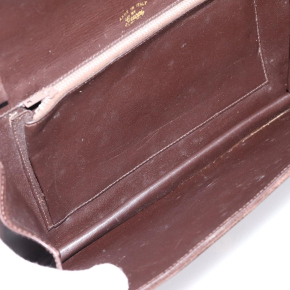 GUCCI Clutch Bag Suede Brown Gold Auth 200926