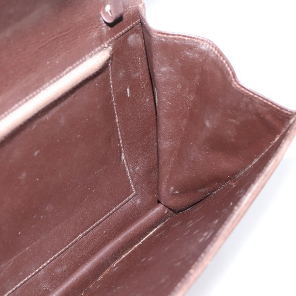 GUCCI Clutch Bag Suede Brown Gold Auth 200926