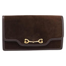 GUCCI Clutch Bag Suede Brown Gold Auth 200926-13