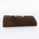 GUCCI Clutch Bag Suede Brown Gold Auth 200926-5