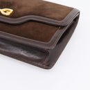 GUCCI Clutch Bag Suede Brown Gold Auth 200926-7