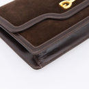 GUCCI Clutch Bag Suede Brown Gold Auth 200926-8