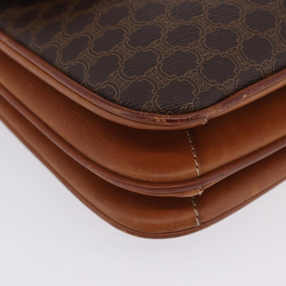 CELINE Macadam Canvas Shoulder Bag PVC Leather Brown Gold Auth 200927