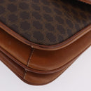 CELINE Macadam Canvas Shoulder Bag PVC Leather Brown Gold Auth 200927-16