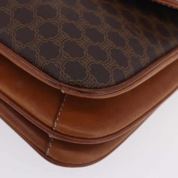 CELINE Macadam Canvas Shoulder Bag PVC Leather Brown Gold Auth 200927