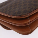 CELINE Macadam Canvas Shoulder Bag PVC Leather Brown Gold Auth 200927-17