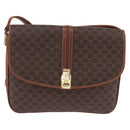 CELINE Macadam Canvas Shoulder Bag PVC Leather Brown Gold Auth 200927-2