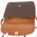 CELINE Macadam Canvas Shoulder Bag PVC Leather Brown Gold Auth 200927-21