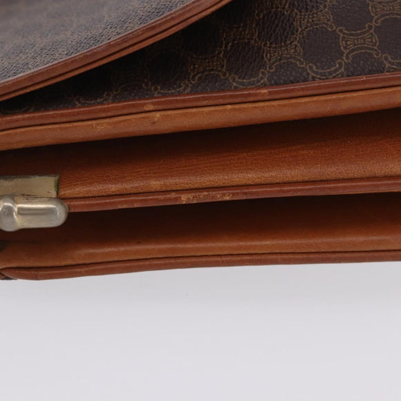 CELINE Macadam Canvas Shoulder Bag PVC Leather Brown Gold Auth 200927