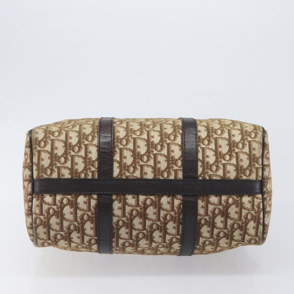 Christian Dior Trotter Canvas Boston Bag Beige Gold Auth 200928