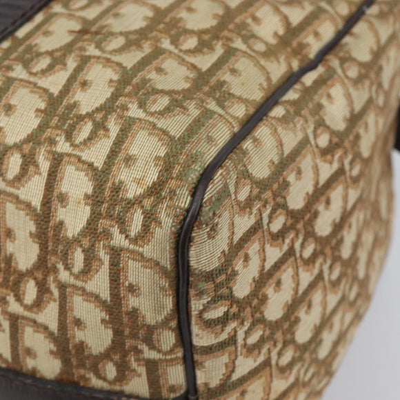 Christian Dior Trotter Canvas Boston Bag Beige Gold Auth 200928