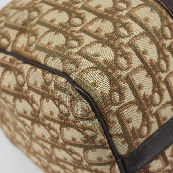 Christian Dior Trotter Canvas Boston Bag Beige Gold Auth 200928