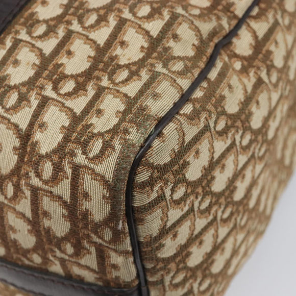 Christian Dior Trotter Canvas Boston Bag Beige Gold Auth 200928
