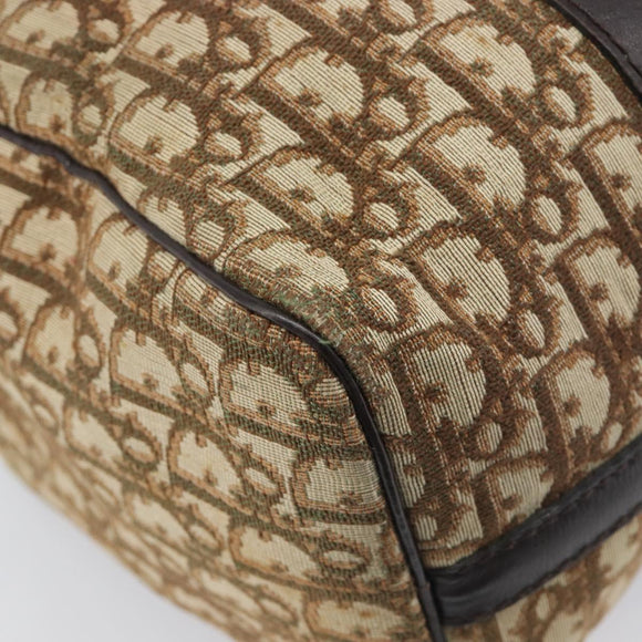 Christian Dior Trotter Canvas Boston Bag Beige Gold Auth 200928