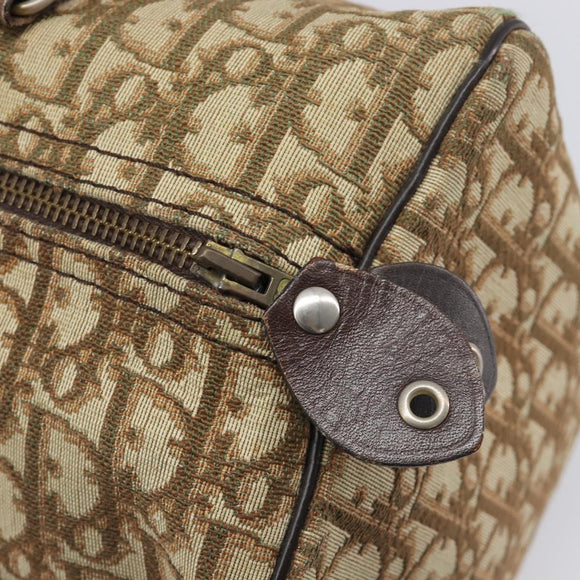 Christian Dior Trotter Canvas Boston Bag Beige Gold Auth 200928