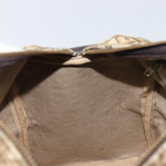 Christian Dior Trotter Canvas Boston Bag Beige Gold Auth 200928