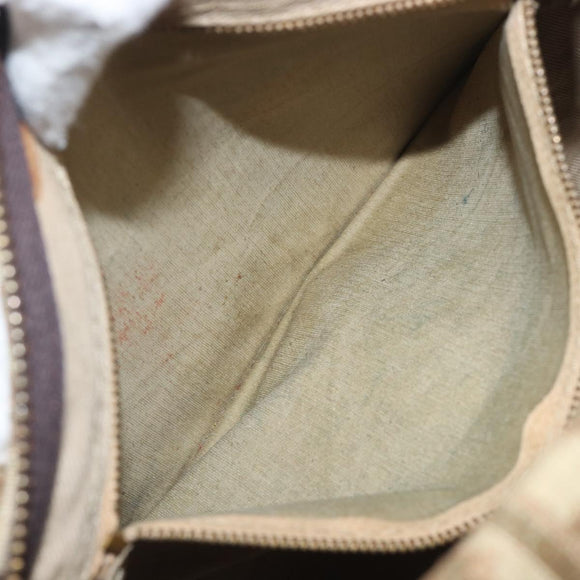 Christian Dior Trotter Canvas Boston Bag Beige Gold Auth 200928