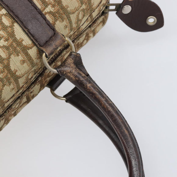 Christian Dior Trotter Canvas Boston Bag Beige Gold Auth 200928