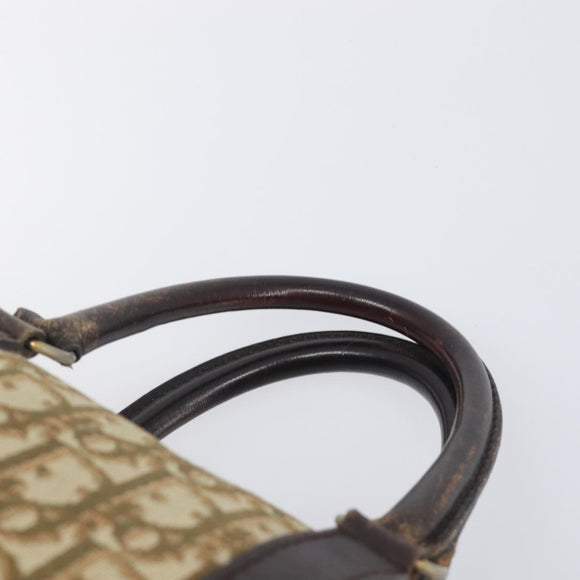 Christian Dior Trotter Canvas Boston Bag Beige Gold Auth 200928
