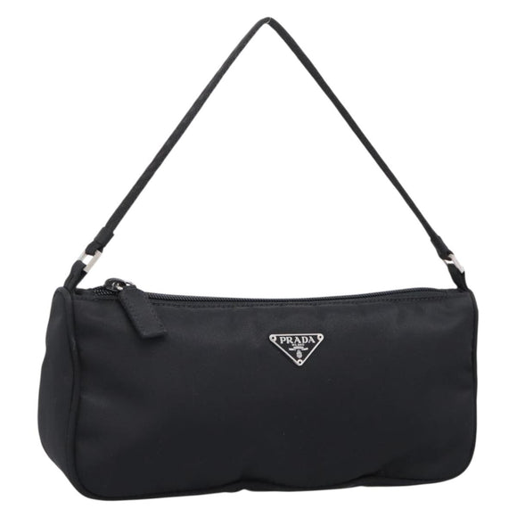 PRADA Accessory Pouch Nylon Black Silver Auth 200929V