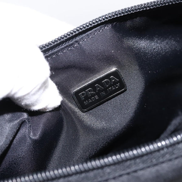 PRADA Accessory Pouch Nylon Black Silver Auth 200929V