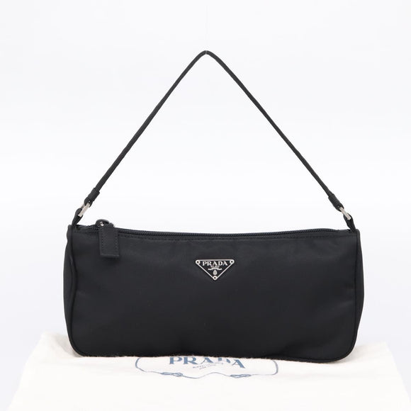 PRADA Accessory Pouch Nylon Black Silver Auth 200929V