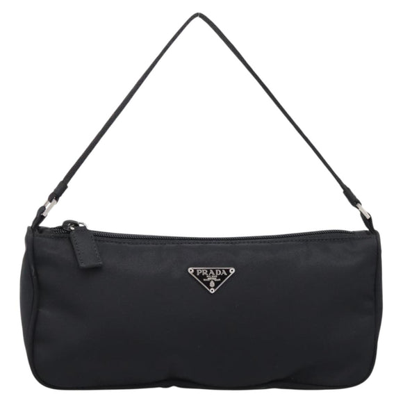 PRADA Accessory Pouch Nylon Black Silver Auth 200929V