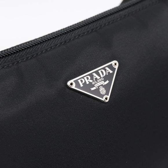 PRADA Accessory Pouch Nylon Black Silver Auth 200929V