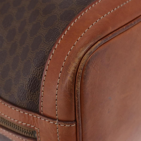 CELINE Macadam Shoulder Bag PVC Leather Brown Gold Auth 200933