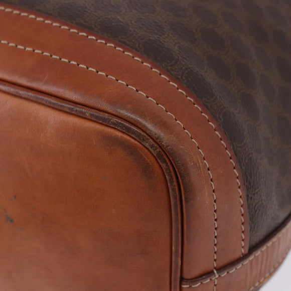 CELINE Macadam Shoulder Bag PVC Leather Brown Gold Auth 200933