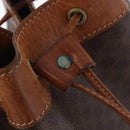 CELINE Macadam Shoulder Bag PVC Leather Brown Gold Auth 200933-20