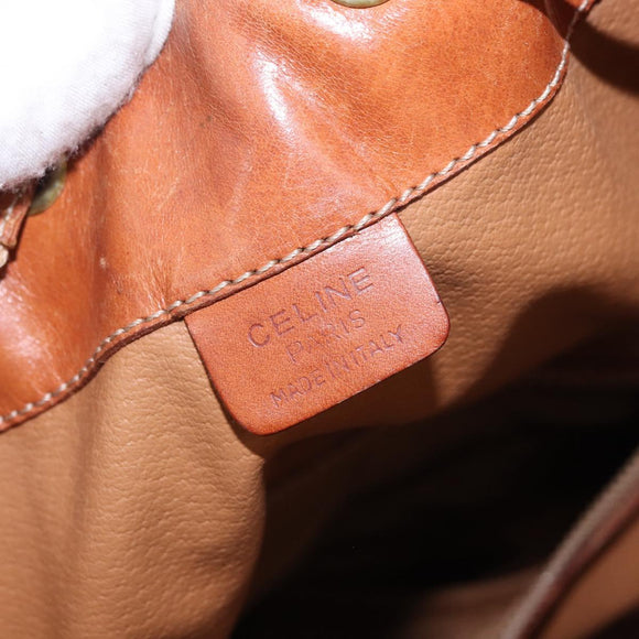 CELINE Macadam Shoulder Bag PVC Leather Brown Gold Auth 200933