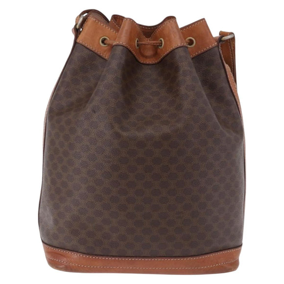 CELINE Macadam Shoulder Bag PVC Leather Brown Gold Auth 200933