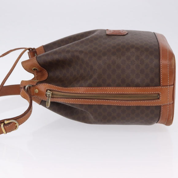 CELINE Macadam Shoulder Bag PVC Leather Brown Gold Auth 200933