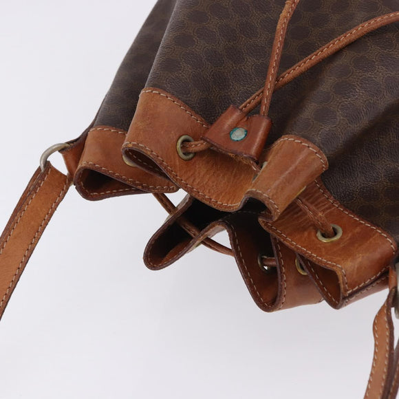 CELINE Macadam Shoulder Bag PVC Leather Brown Gold Auth 200933