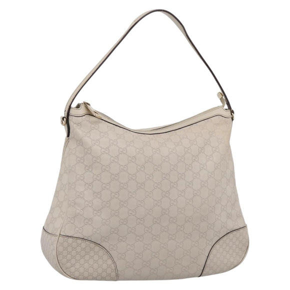 GUCCI GG Canvas Guccissima Shoulder Bag Leather Ivory Gold Auth 200934A