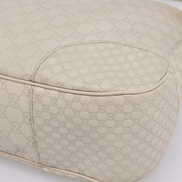 GUCCI GG Canvas Guccissima Shoulder Bag Leather Ivory Gold Auth 200934A