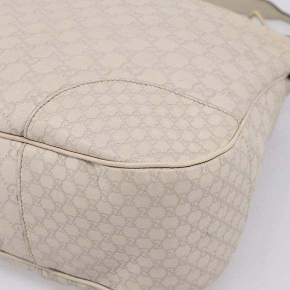 GUCCI GG Canvas Guccissima Shoulder Bag Leather Ivory Gold Auth 200934A