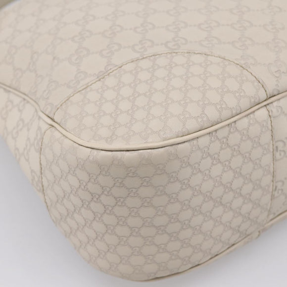 GUCCI GG Canvas Guccissima Shoulder Bag Leather Ivory Gold Auth 200934A