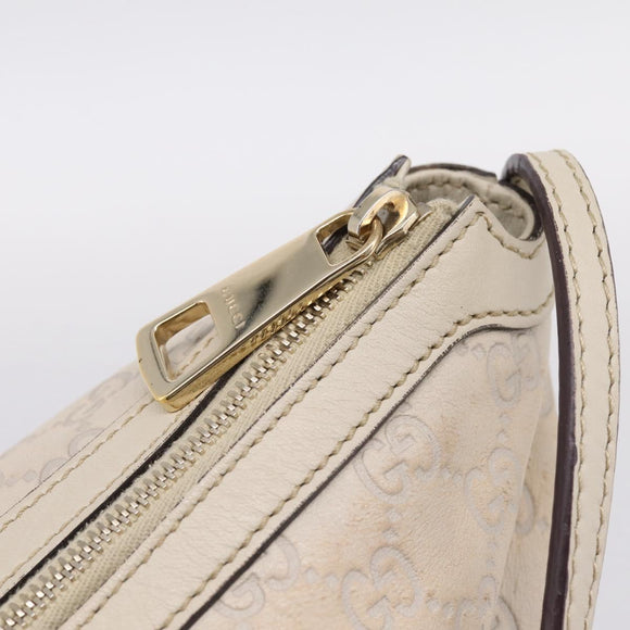GUCCI GG Canvas Guccissima Shoulder Bag Leather Ivory Gold Auth 200934A