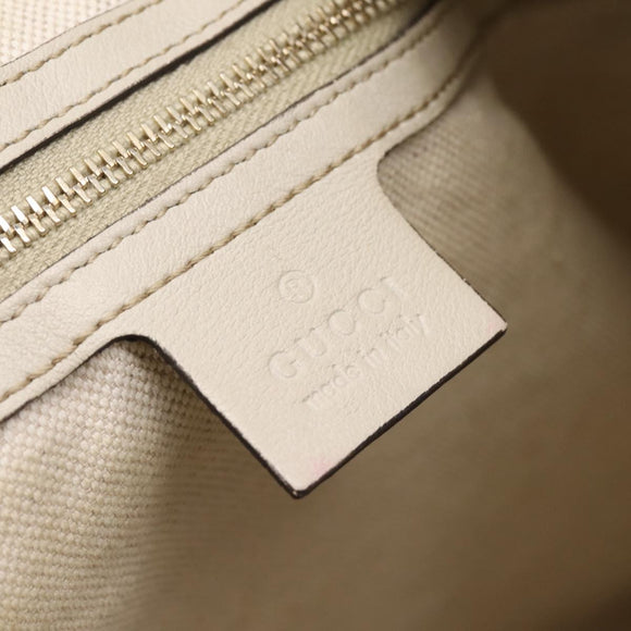 GUCCI GG Canvas Guccissima Shoulder Bag Leather Ivory Gold Auth 200934A
