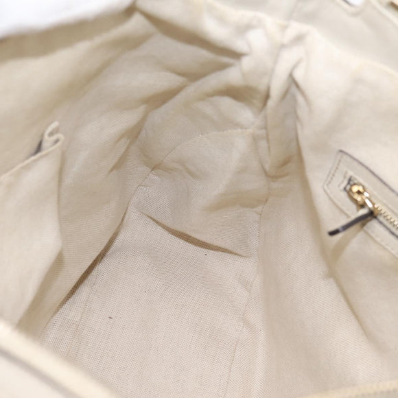 GUCCI GG Canvas Guccissima Shoulder Bag Leather Ivory Gold Auth 200934A